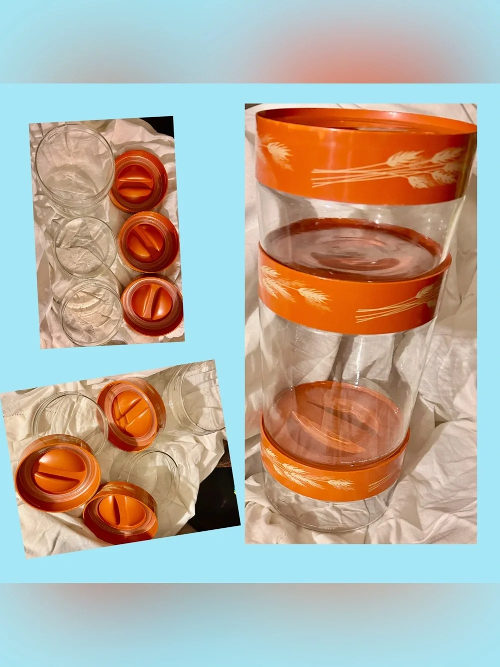 Autumn Harvest Orange Glass Canister - Vintage Style